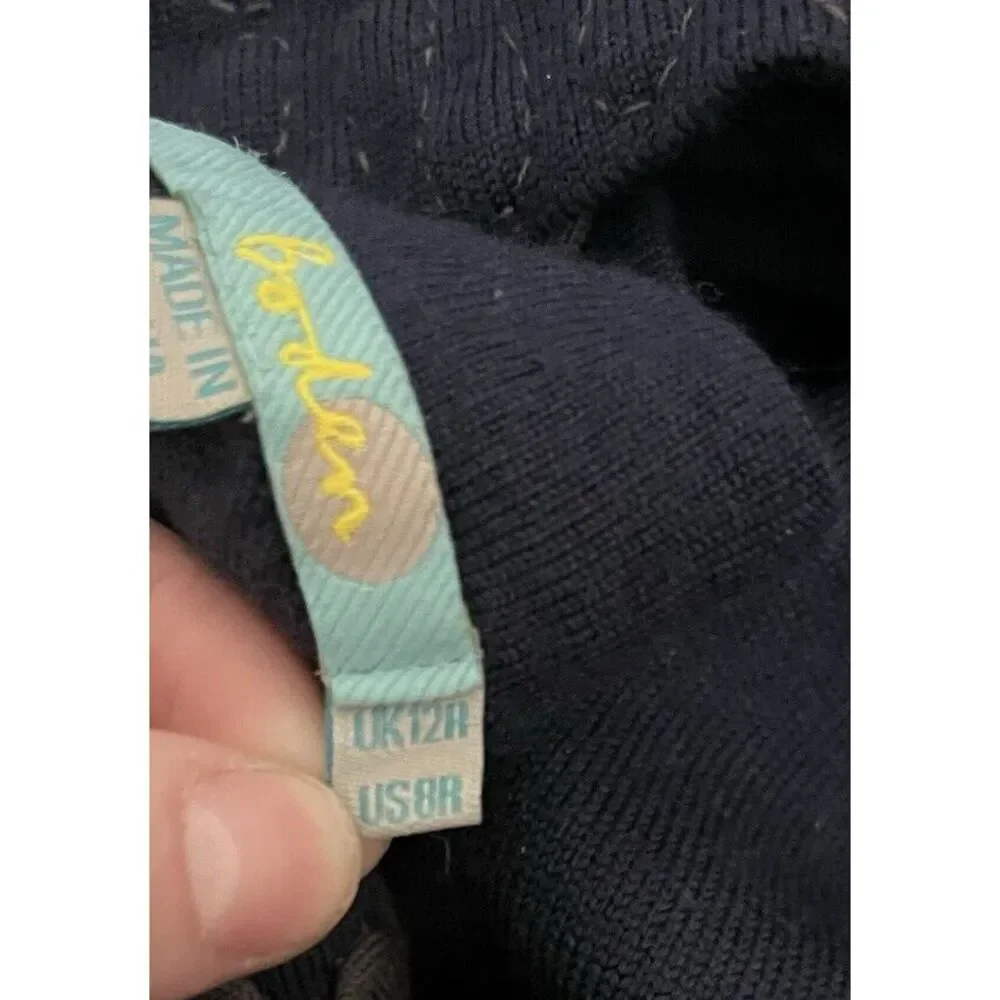 Boden Venice Sweater Dress Navy Wool Blend Embroidered‎ Ribbon Size U.S.  8R - Picture 7 of 8